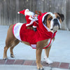 Premium Pet Guardian Gear: Dog Christmas Clothes Santa Claus Riding Deer - Sanctum Paws and Fangs