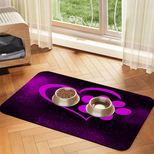 SPF Leather Waterproof Dog Food Mat - Pink