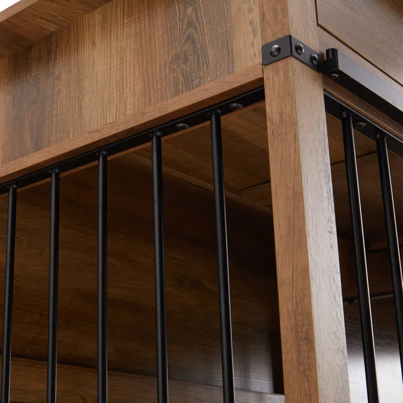 Barn Door Large Dog Crate Furniture with 2 Drawers and Divider