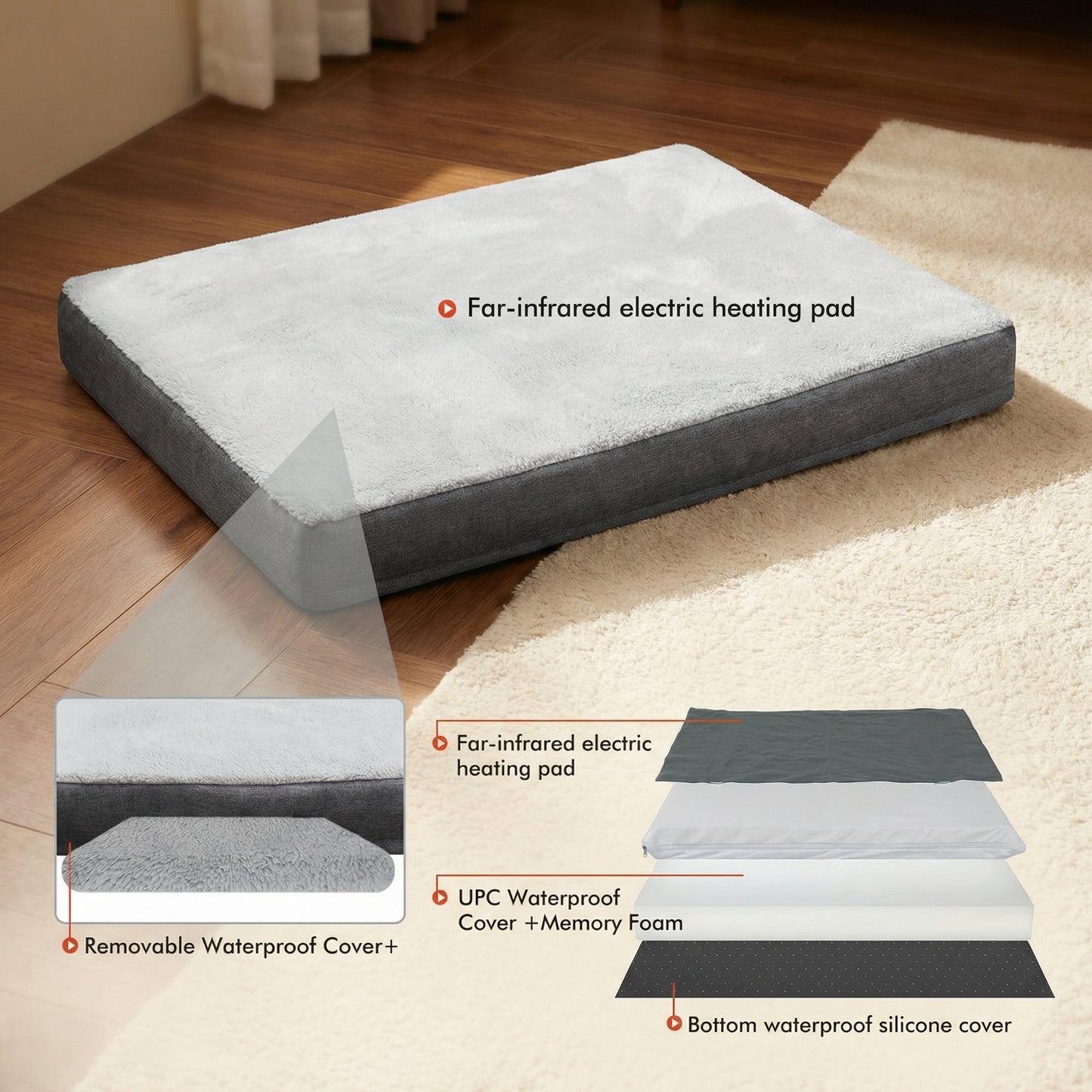 WarmCare Orthopedic Heated Dog Bed