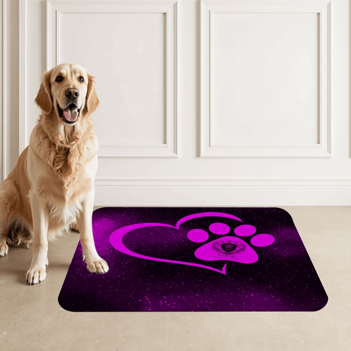 SPF Leather Waterproof Dog Food Mat - Pink