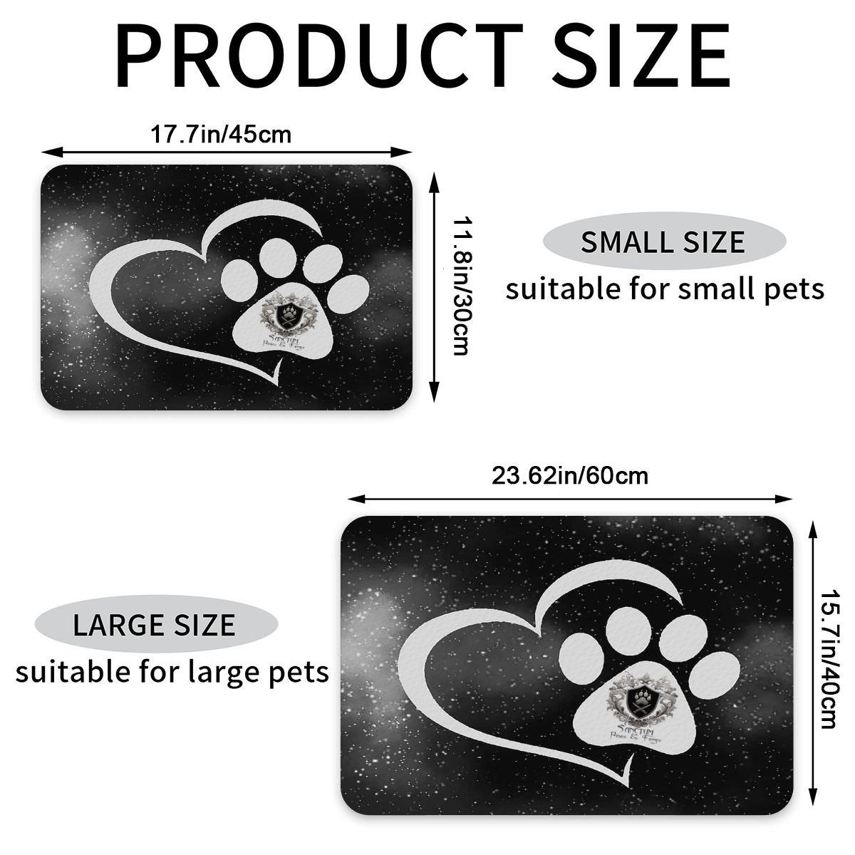 SPF Leather Waterproof Dog Food Mat - Black