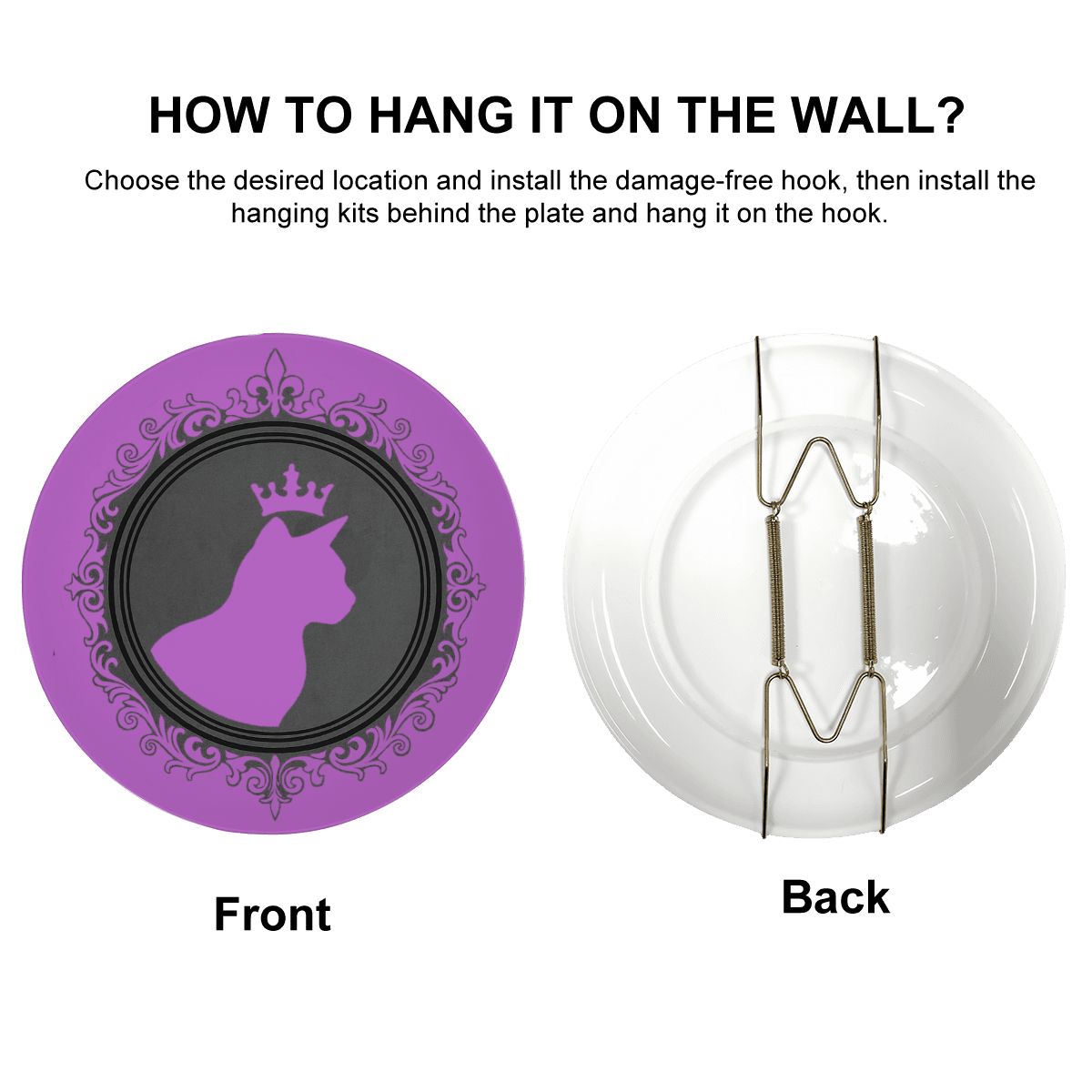 SPF Decorative Plate (King Cat Outline) - Purple