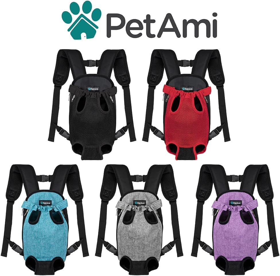 Comfortable Adjustable Dog Carrier Backpack - Ventilated Front Chest Pack for Hiking & Travel, Perfect for Small Dogs & Cats (5-9 lbs) - Stylish Black Design