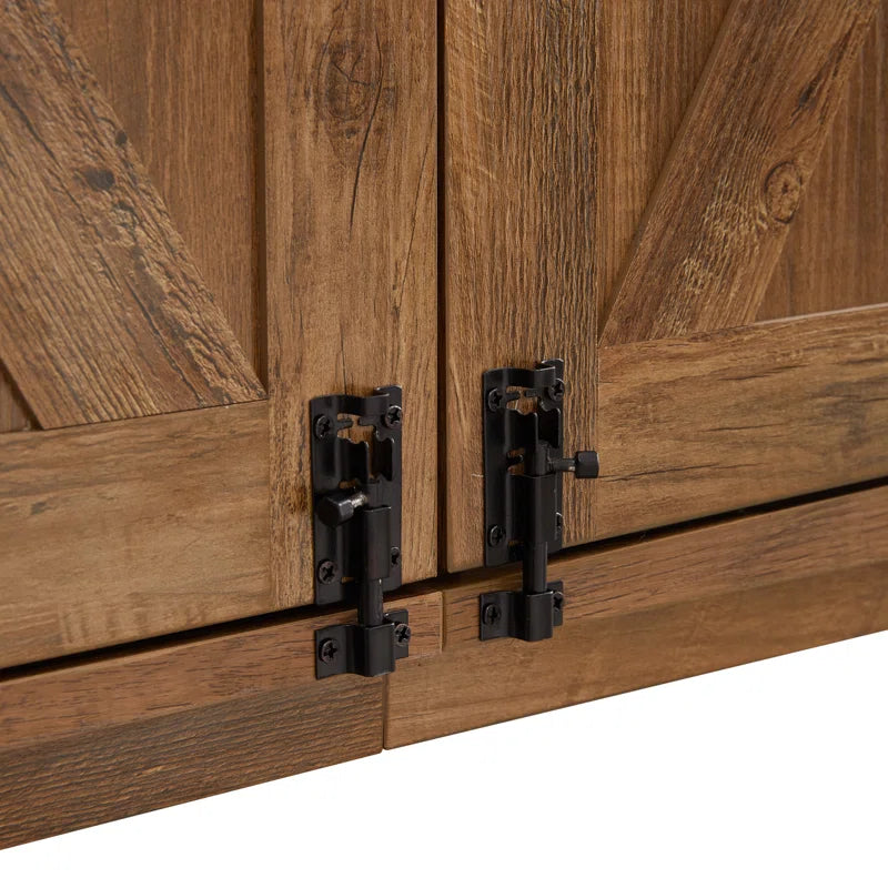 Barn Door Large Dog Crate Furniture with 2 Drawers and Divider