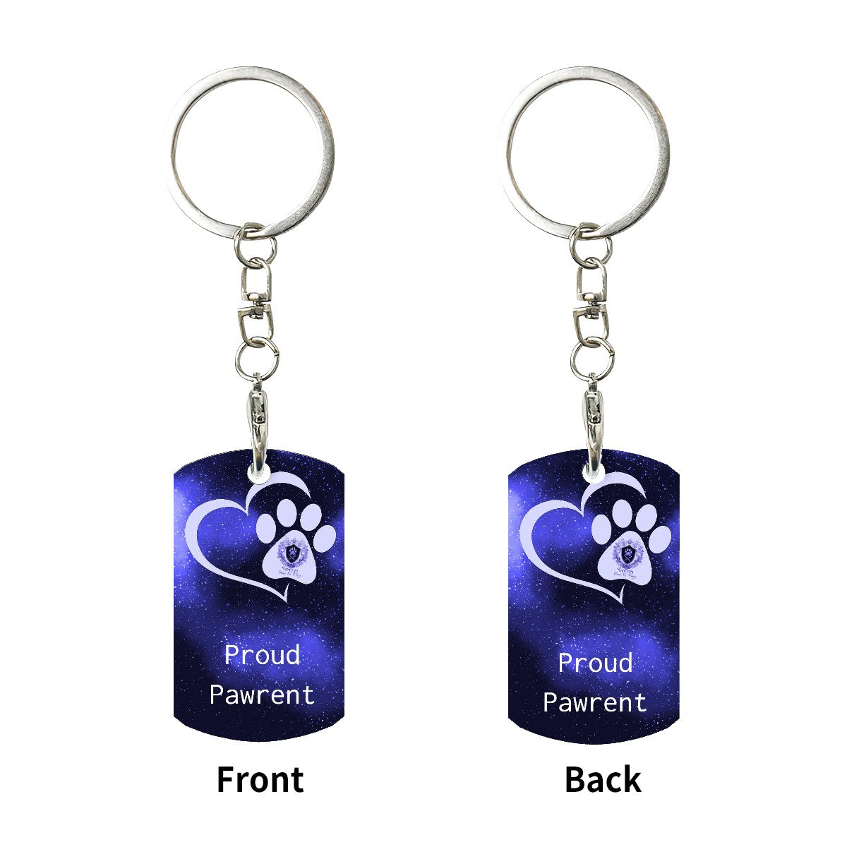 SPF Rectangular Metal Keychain - Proud Pawrent - Blue