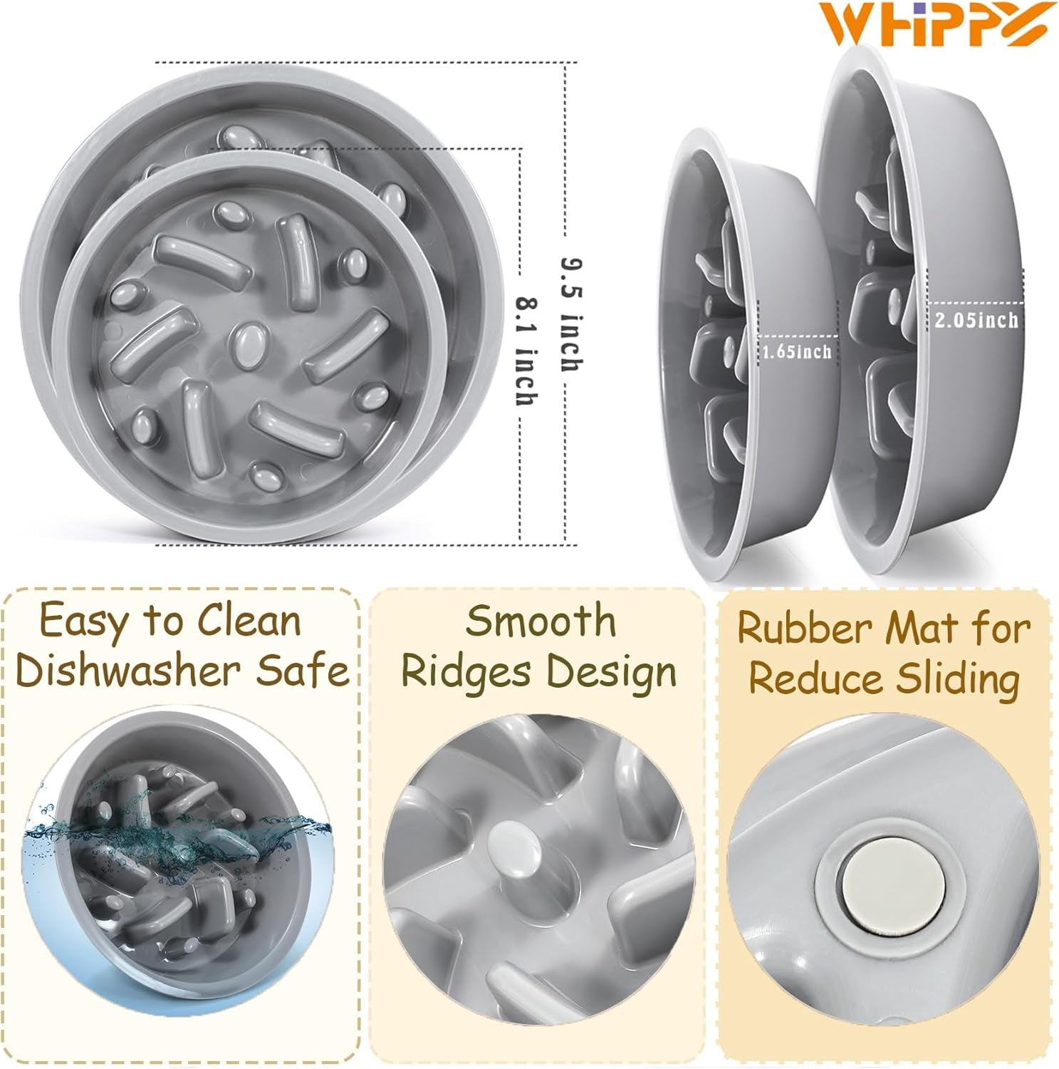 Interactive Dog Bowl Slow Feeder - BPA-Free Fun Maze Puzzle for Healthy Eating, Non-Slip Design, Fits Elevated Feeders, 600ml Capacity