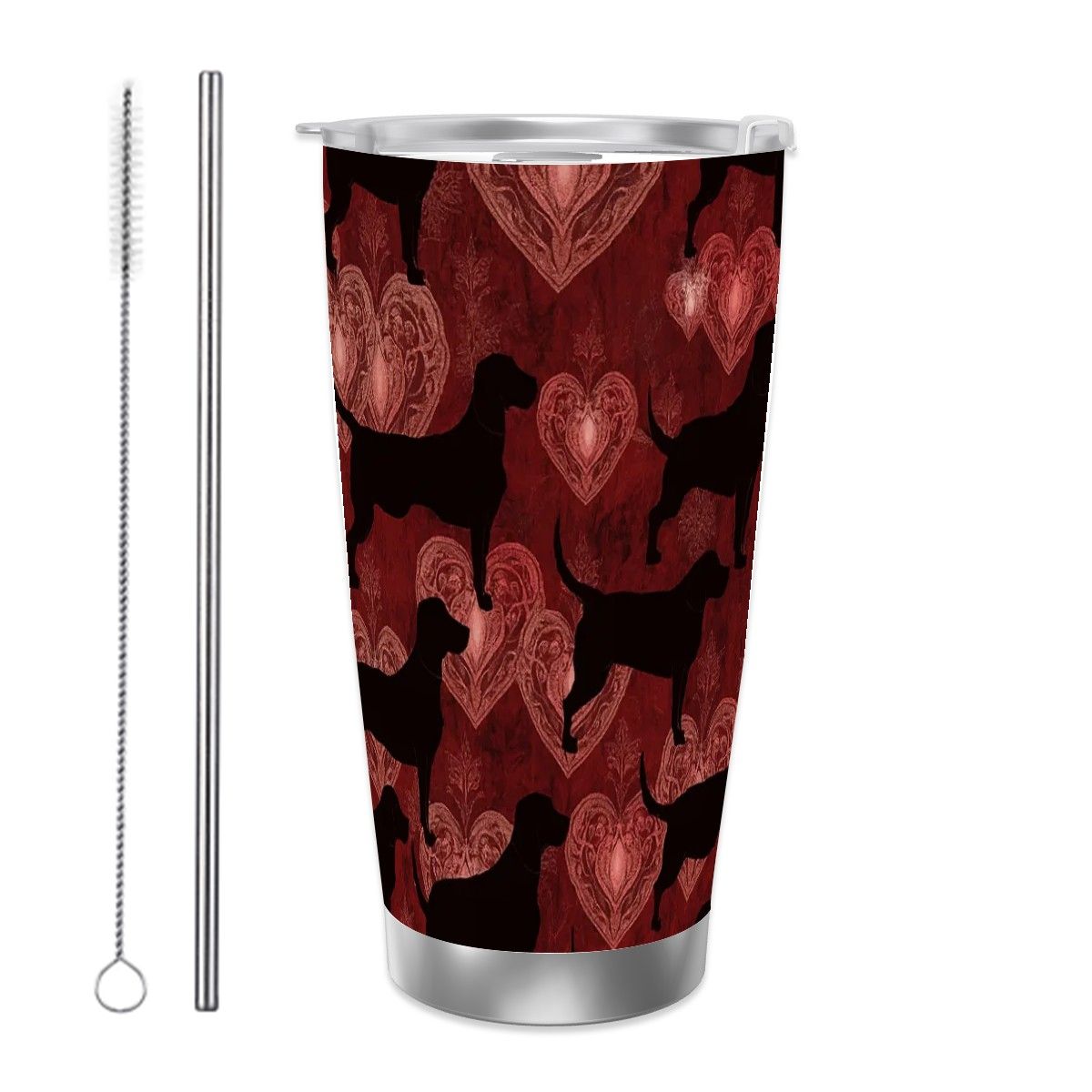 Dogs Love Travel Coffee Mug (20oz) with Silver Edge (Collection-1)