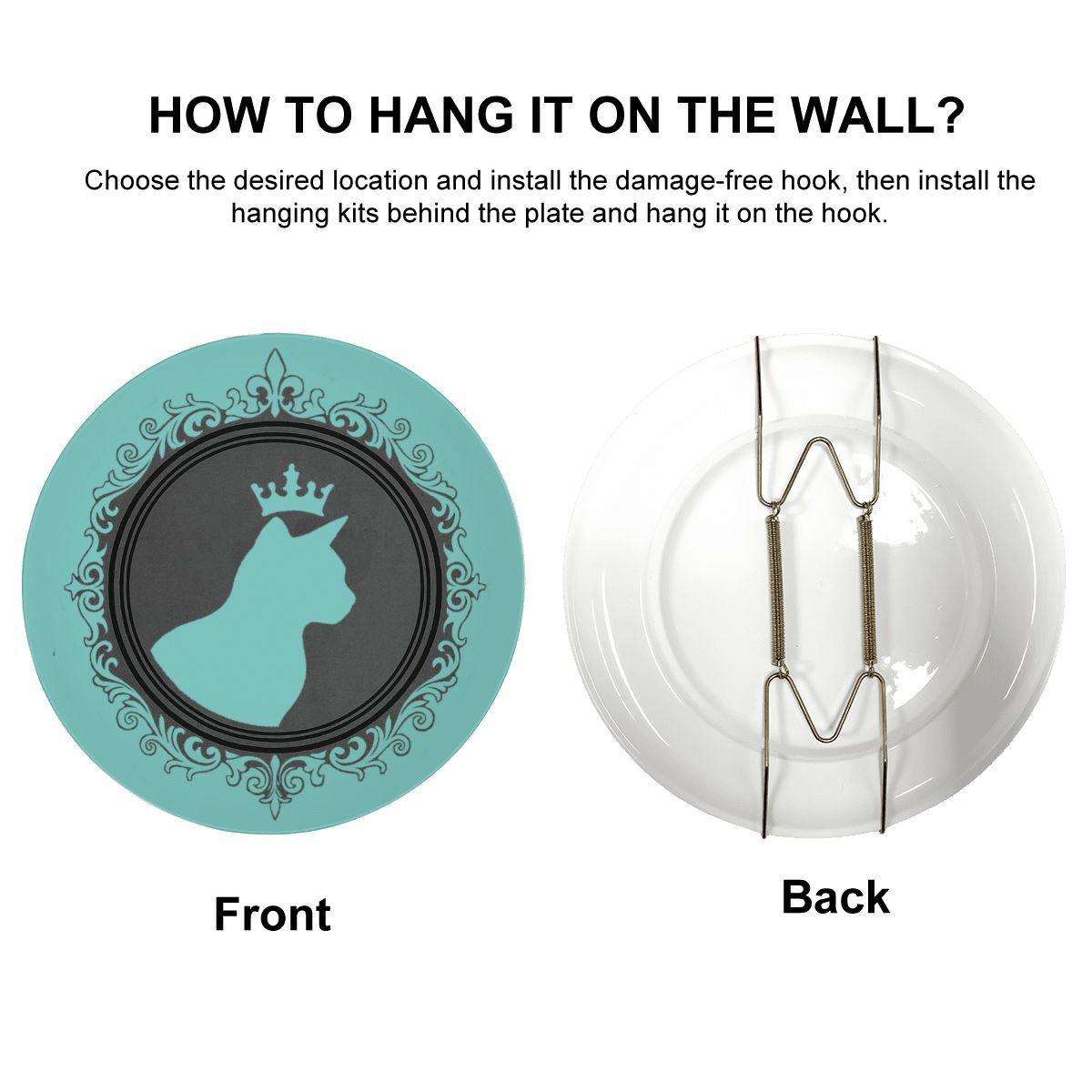 SPF Decorative Plate (King Cat Outline) - Turquoise