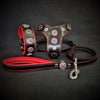 Premium Pet Guardian Gear: The ''Bijou'' SET -  Collar, Harness, Leash. Red - Sanctum Paws and Fangs