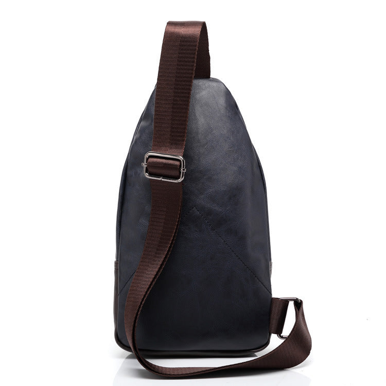 Men's Fashion Leather Chest Bag Shoulder Bag Messenger Bag Riding Backpack