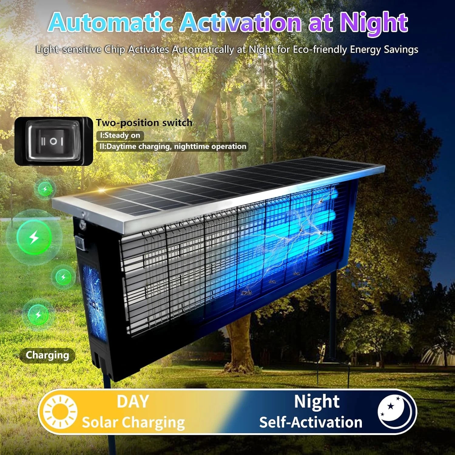 Ultimate Solar Bug Zapper - Waterproof & Rechargeable Mosquito Trap for Outdoor Pest Control, Perfect for Patios, Gardens, RVs & Camping (Covers 3500 Sq Ft)