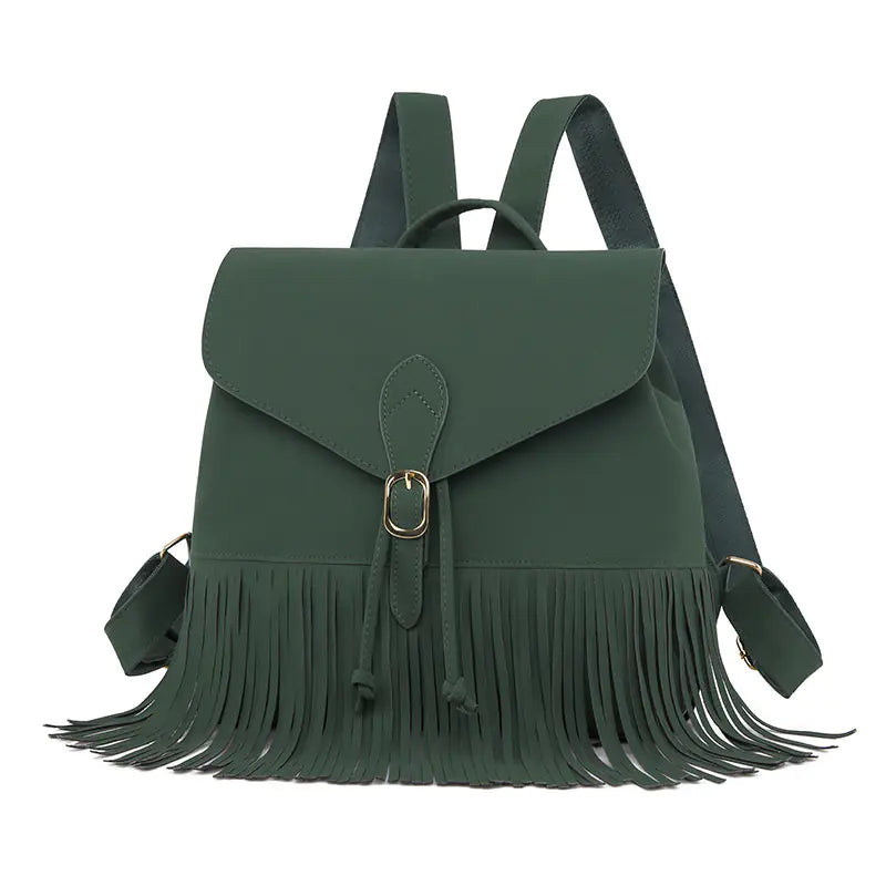 Retro Women's Backpack with Tassels and Large Capacity
