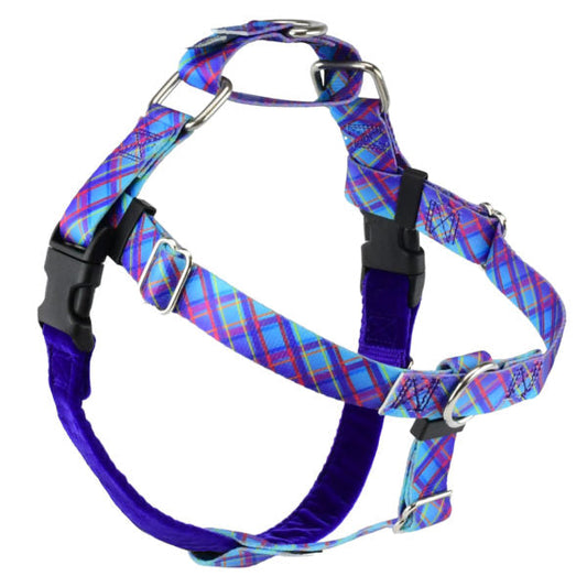 Twilight Glow Blue Plaid Freedom No-Pull Dog Harness  EarthStyle