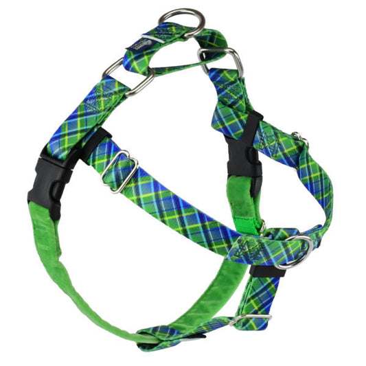 Electric Glow Green Plaid Freedom No-Pull Dog Harness  EarthStyle