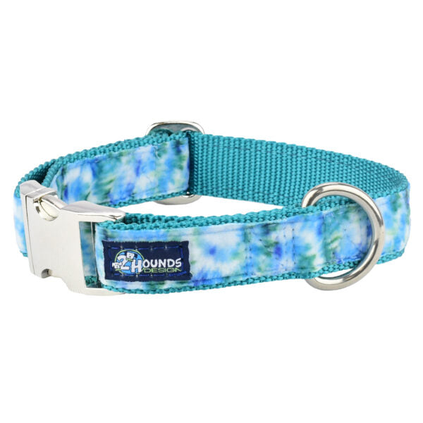Premium Pet Guardian Gear: Teal Tie-Dye Velvet Essential Buckle Martingale Dog Collar - Sanctum Paws and Fangs