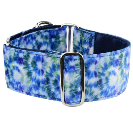 Premium Pet Guardian Gear: Navy Tie-Dye Elite Velvet Buckle Martingale Dog Collar - Sanctum Paws and Fangs