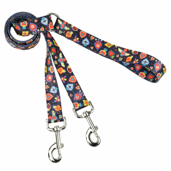 Premium Pet Guardian Gear: Gothic Hearts Double Connection Leash – EarthStyle - Sanctum Paws and Fangs