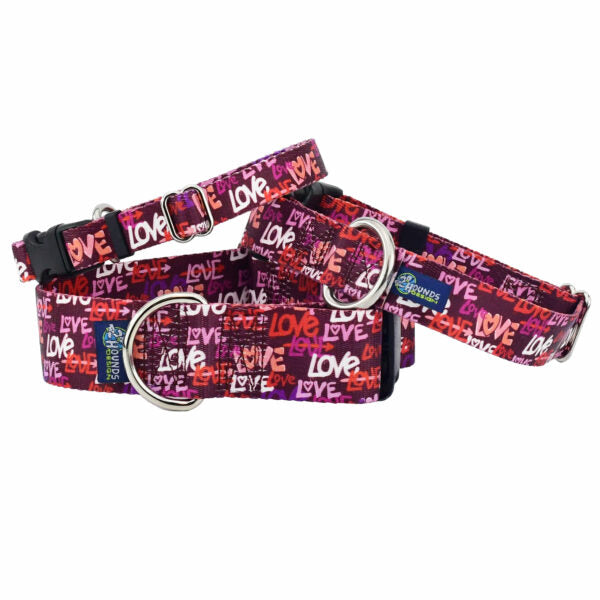 Love Graffiti Red Buckle Martingale Dog Collar  EarthStyle