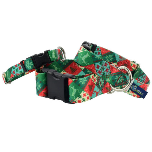 Christmas Patchwork Martingale Dog Collar  EarthStyle