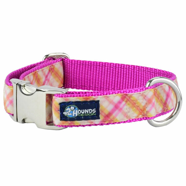 Premium Pet Guardian Gear: Pink Plaid Velvet Essential Buckle Martingale Dog Collar - Sanctum Paws and Fangs