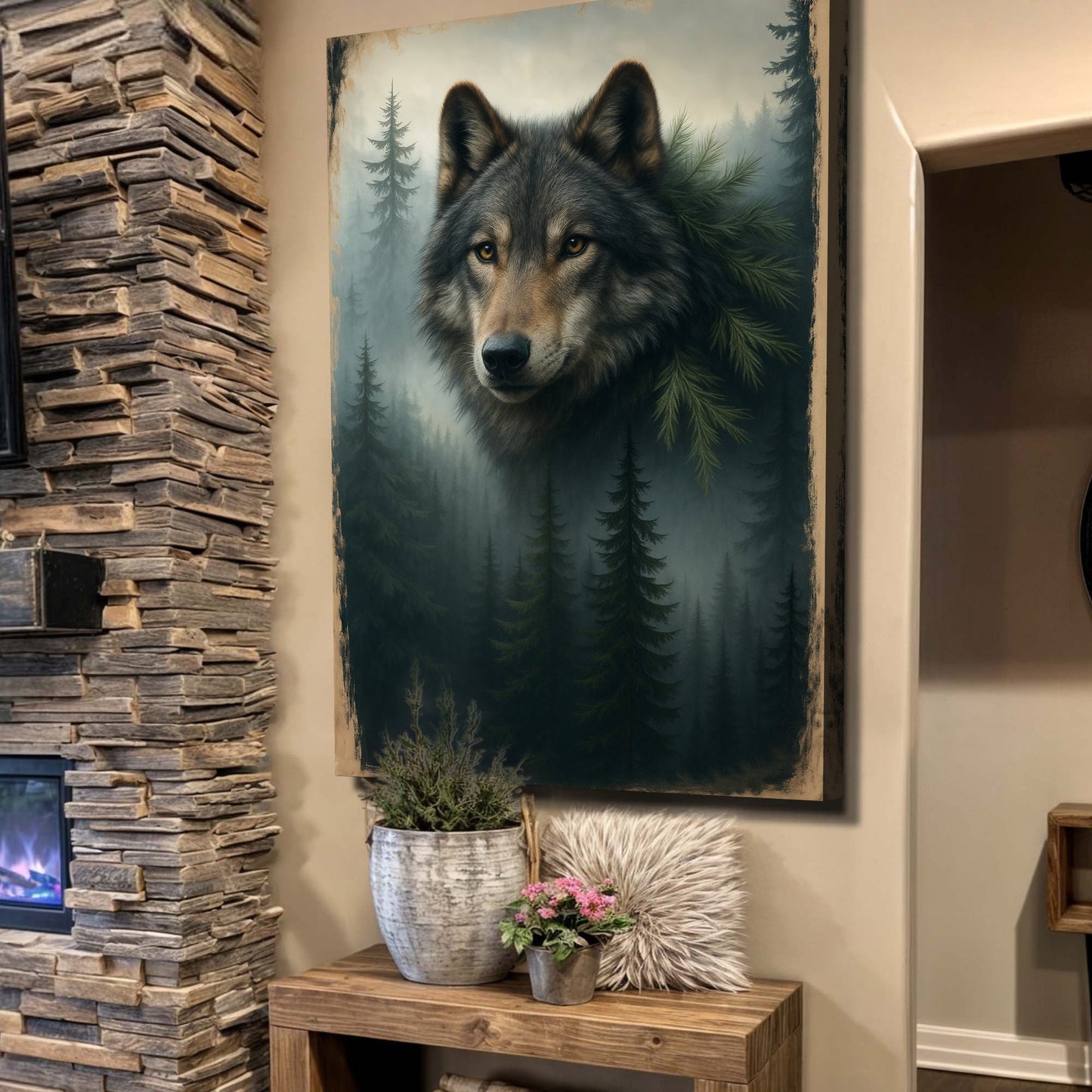 Wolf Double Exposure Wall Art V