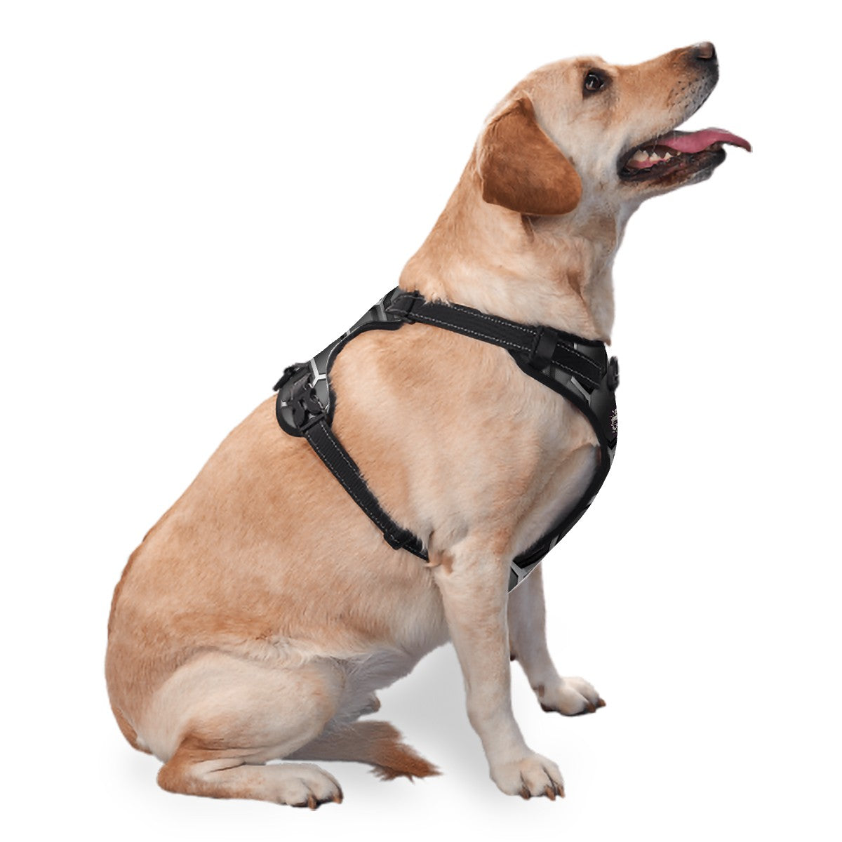SPF Pet Harness Black & Grey Hexagon