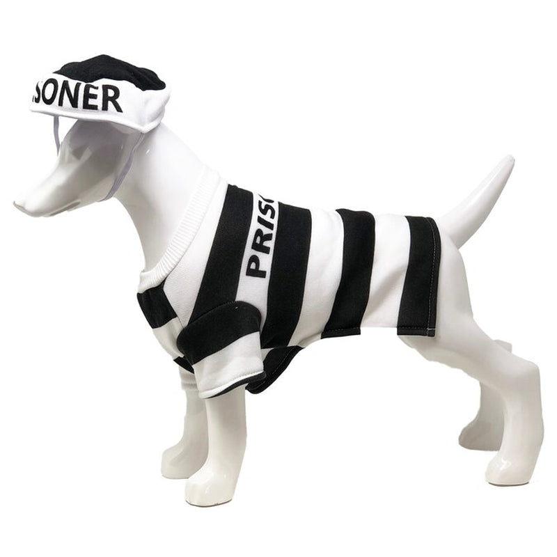 Unleash Your Pet's Inner Rebel with This Adorable Prisoner Costume! 🐾🚔
