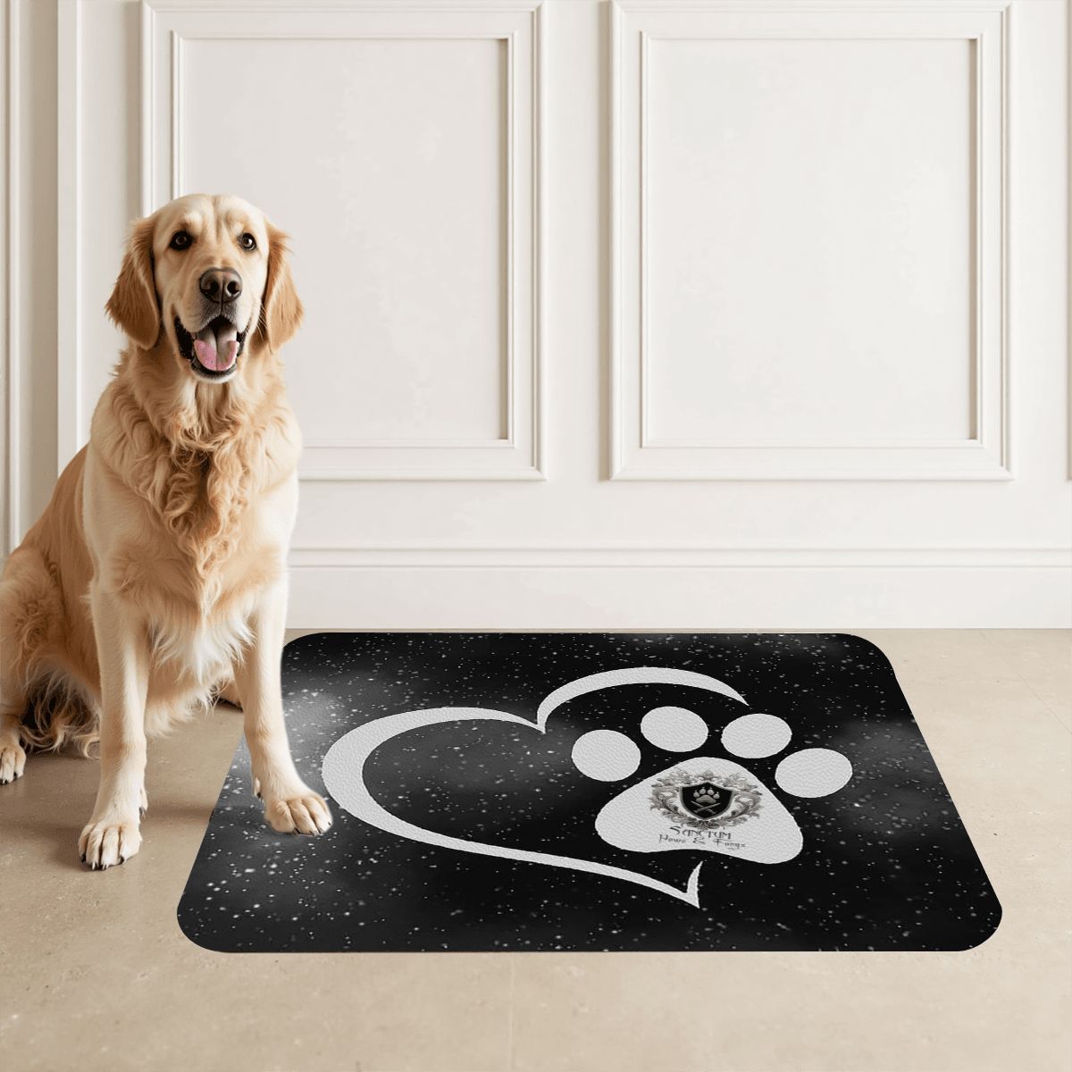 SPF Leather Waterproof Dog Food Mat - Black