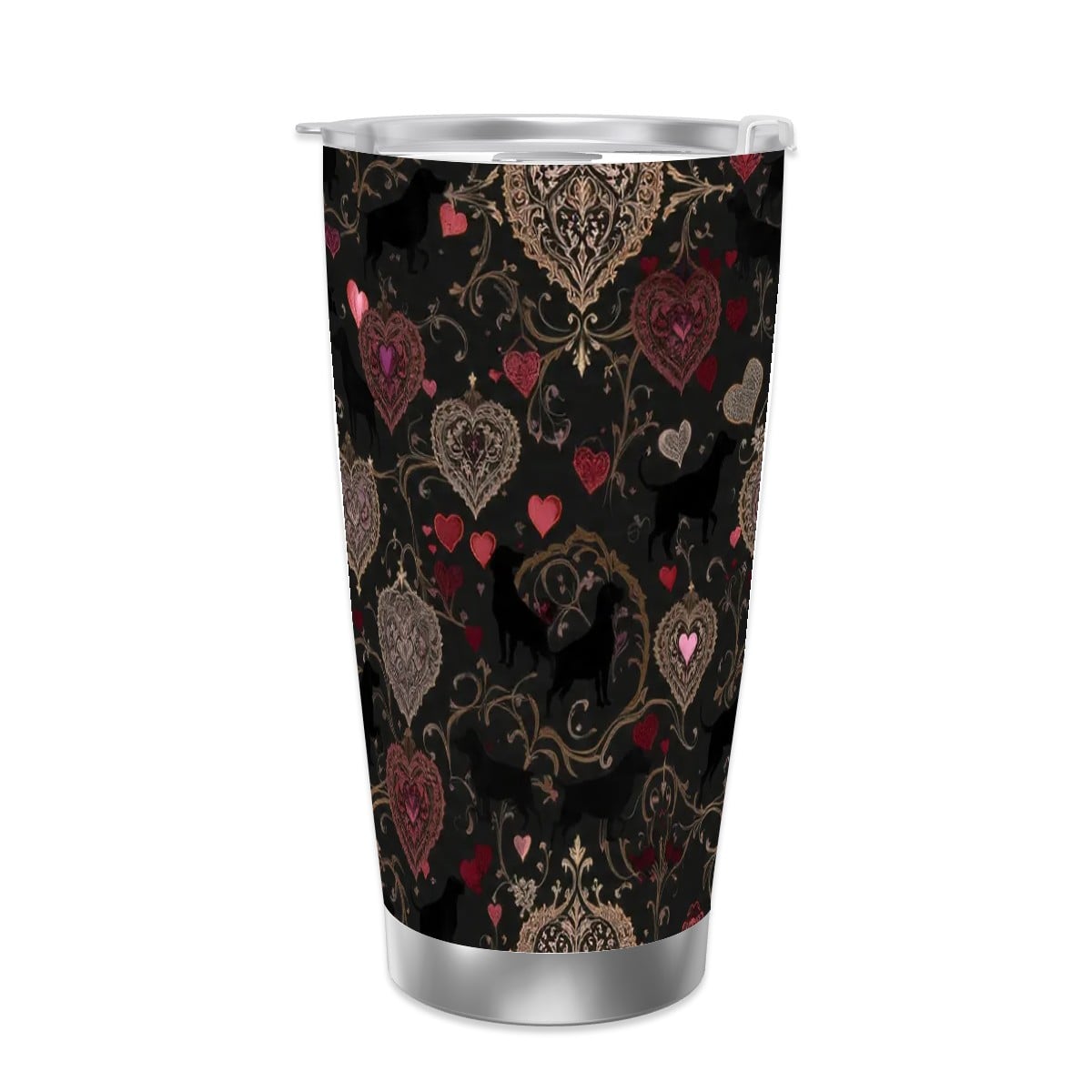 Dogs Love Travel Coffee Mug with Single Silver Edge (20oz) (Collection-2)