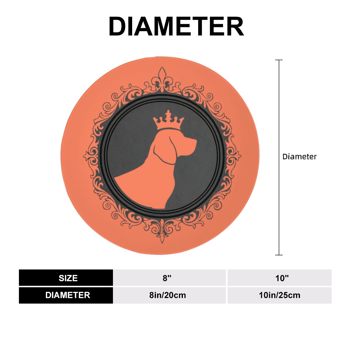 SPF Decorative Plate (King Dog Outline) - Orange