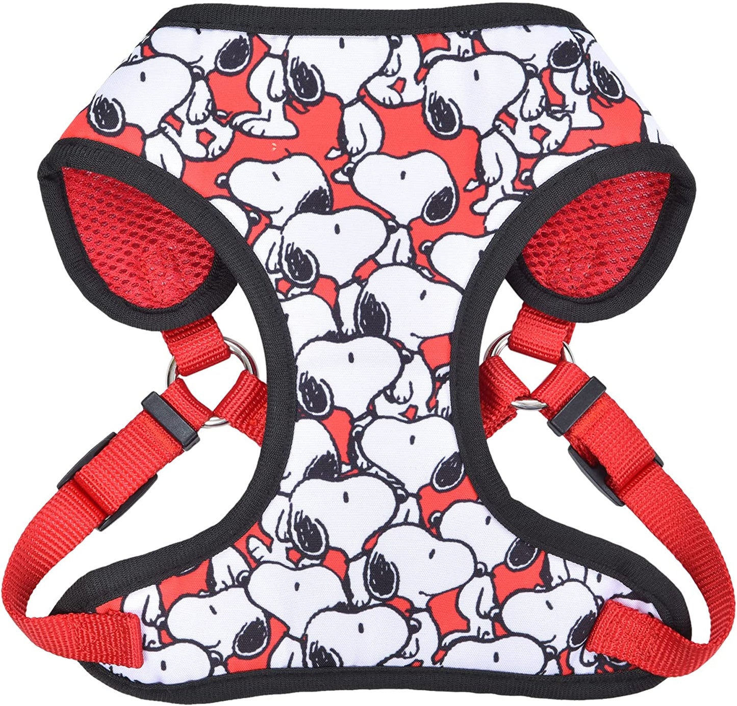Charlie Brown Snoopy No Pull Red Dog Harness - Medium Size, Stylish White with Red Accents