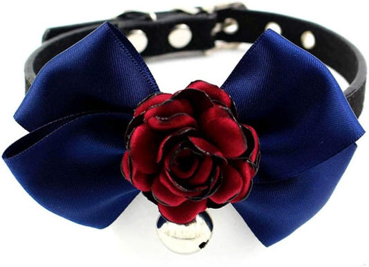 Adorable Nappa Leather Dog Collar & Cat Necklace with Flower Bow Tie & Bell Charm - Perfect for Your Small Pups! 🎀🐾❤️ #DogFashion #PetAccessories #Yorkie #Chihuahua