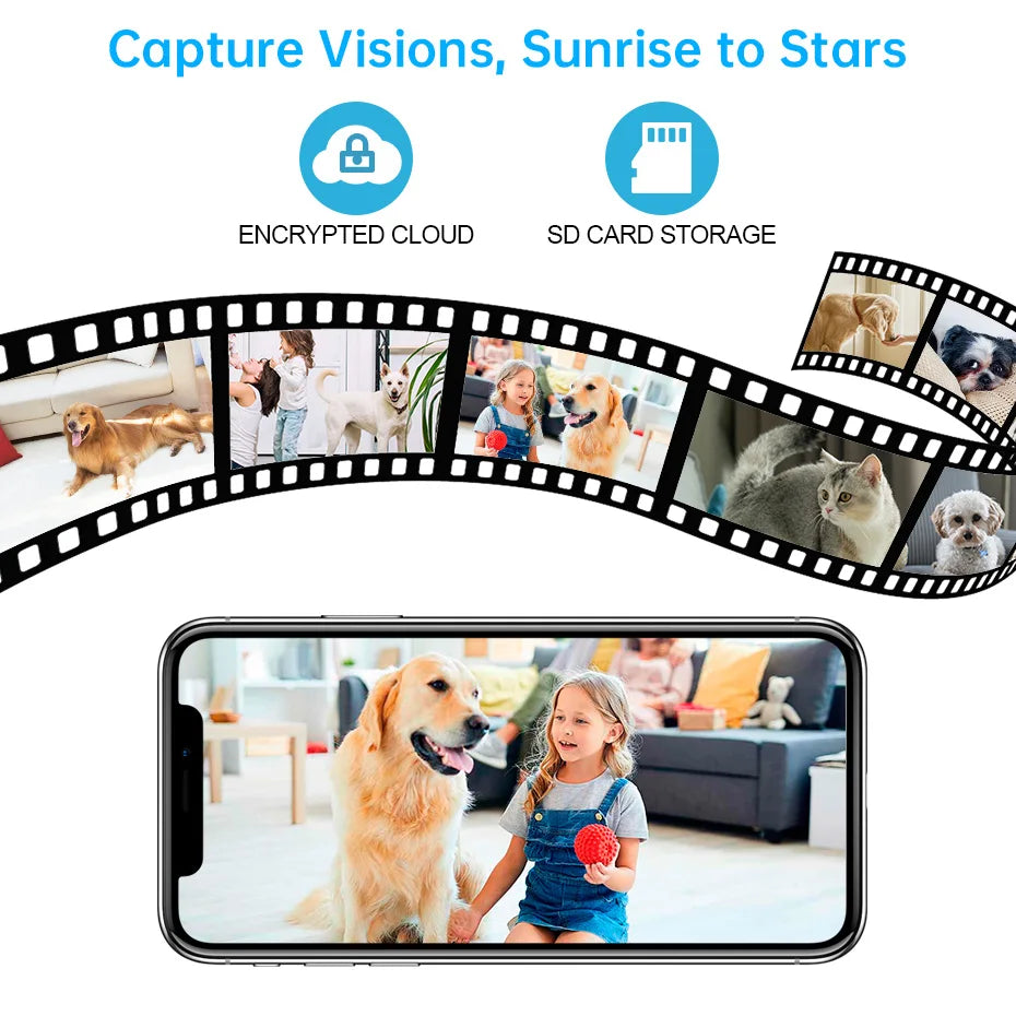 Tuya Smart Wifi IP Pets Camera Home Security Dog Cats Camera 4K 8MP HD Video Night Vision Surveillance AI Alerts Mini Camera