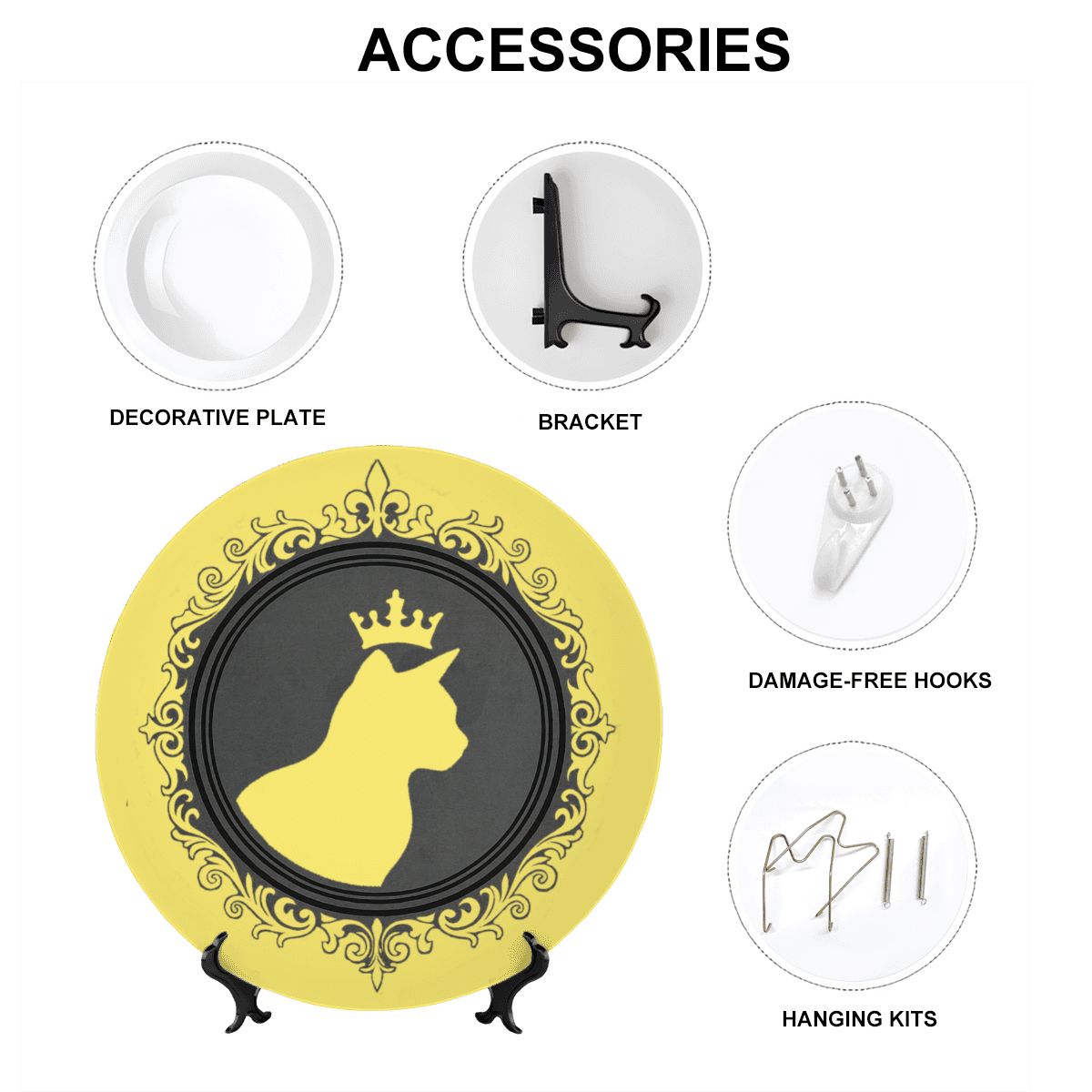 SPF Decorative Plate (King Cat Outline) - Yellow