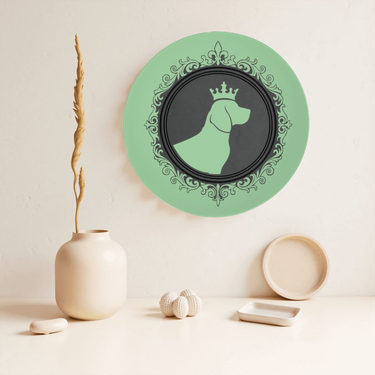SPF Decorative Plate (King Dog Outline) - Green