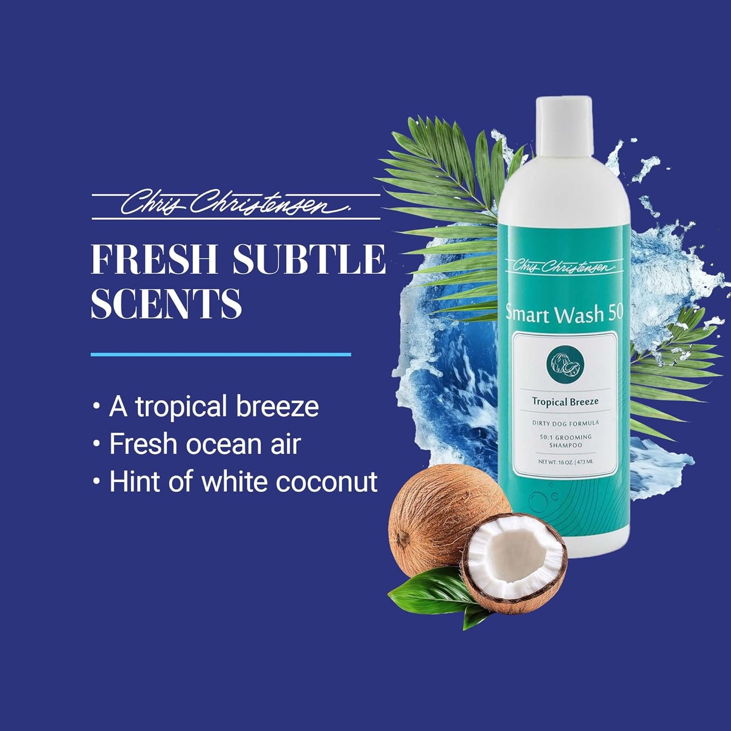 Smartwash50 Ultra Concentrated Dog Shampoo, Makes up to 50 Bottles, Groom like a Professional, Delightfully Fragranced, Suitable for All Coats, Made in the USA (Tropical - Breeze)