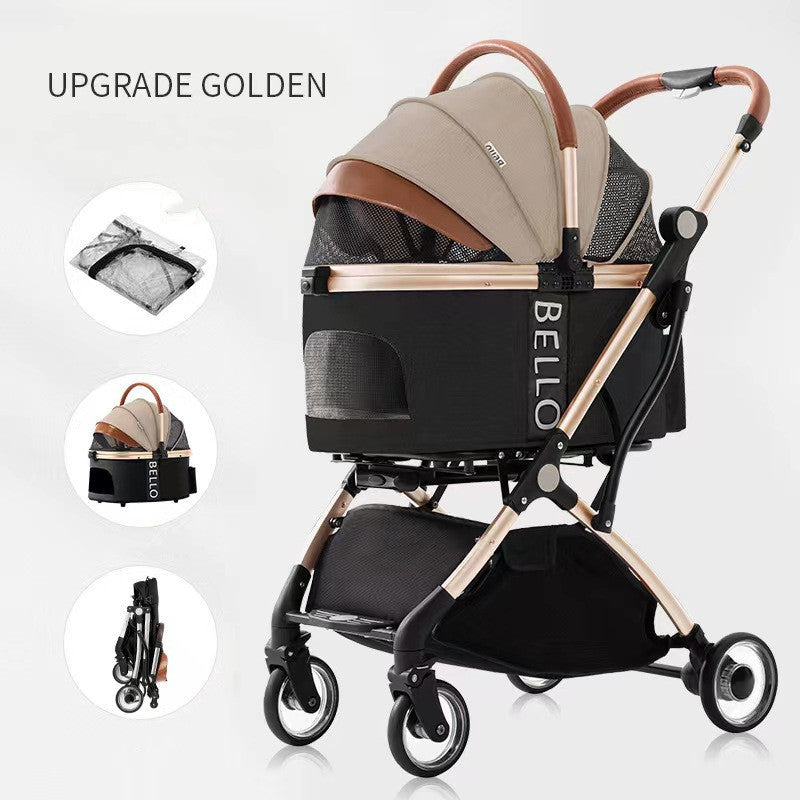 Premium 4-Wheel Pet Stroller – Heavy-Duty Universal Folding Cart for Large Dogs