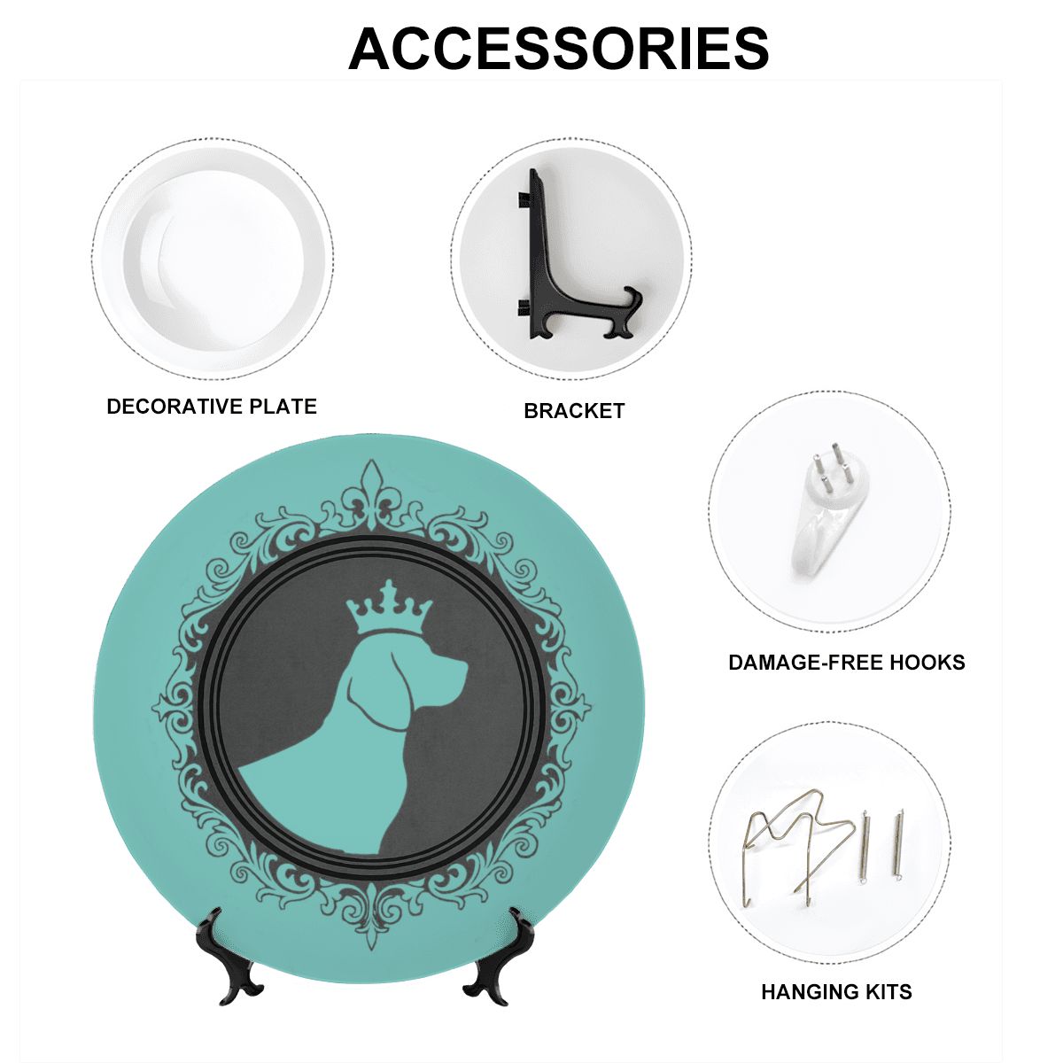 SPF Decorative Plate (King Dog Outline) - Turquoise