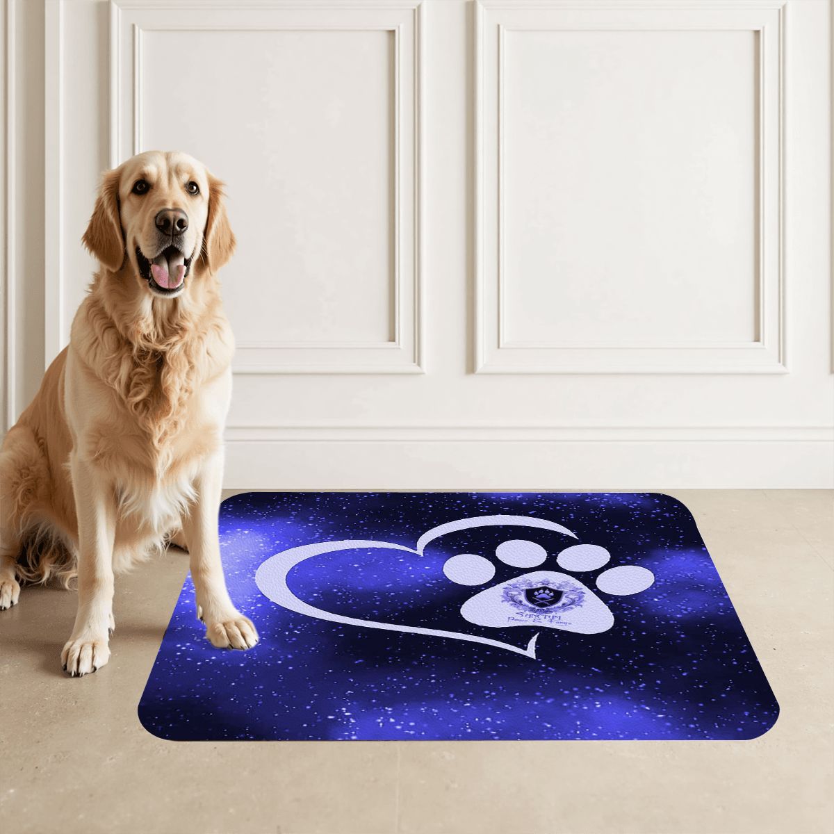 SPF Leather Waterproof Dog Food Mat - Blue