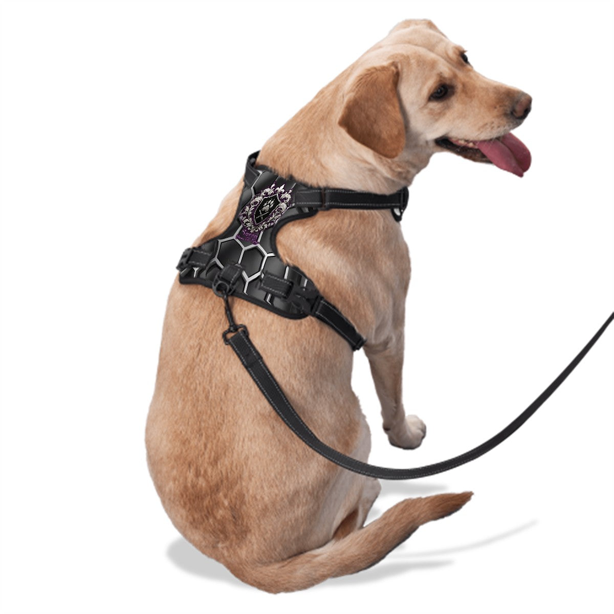 SPF Pet Harness Black & Grey Hexagon