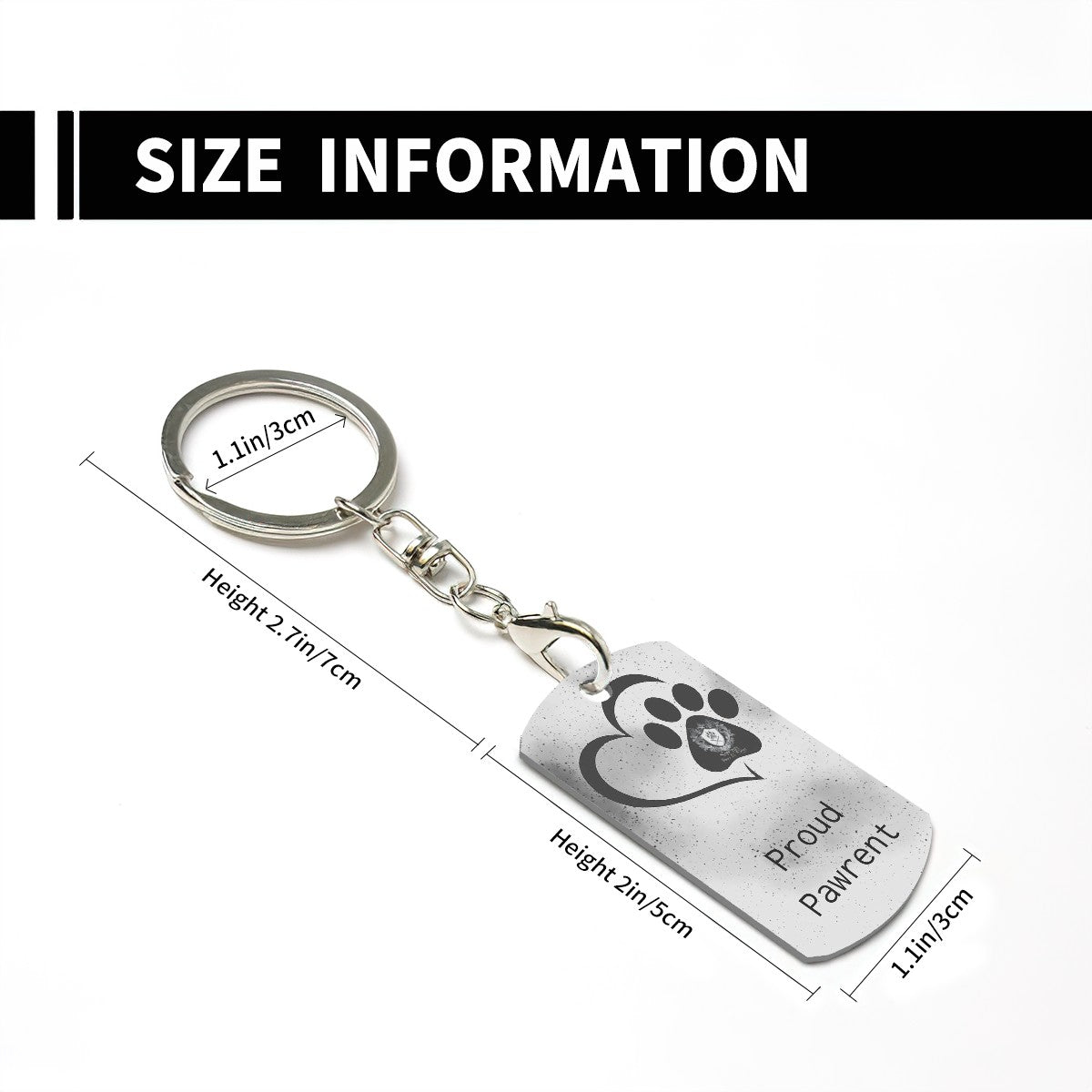 SPF Rectangular Metal Keychain - Proud Pawrent - White