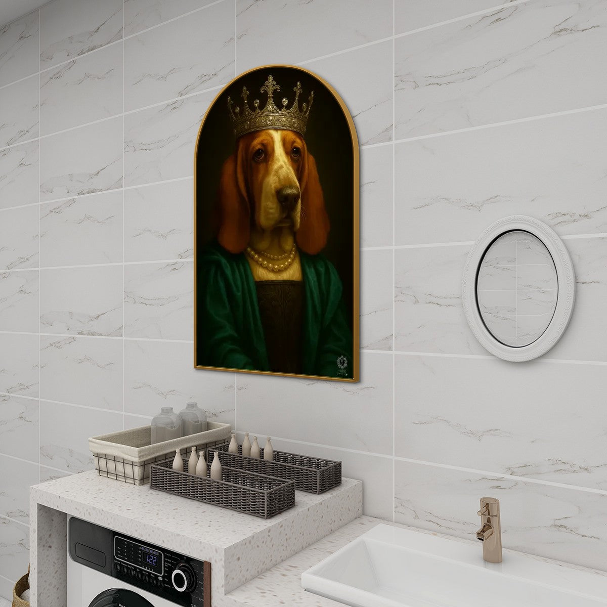 SPF Arched Canvas Prints Wall Art (Basset hound)