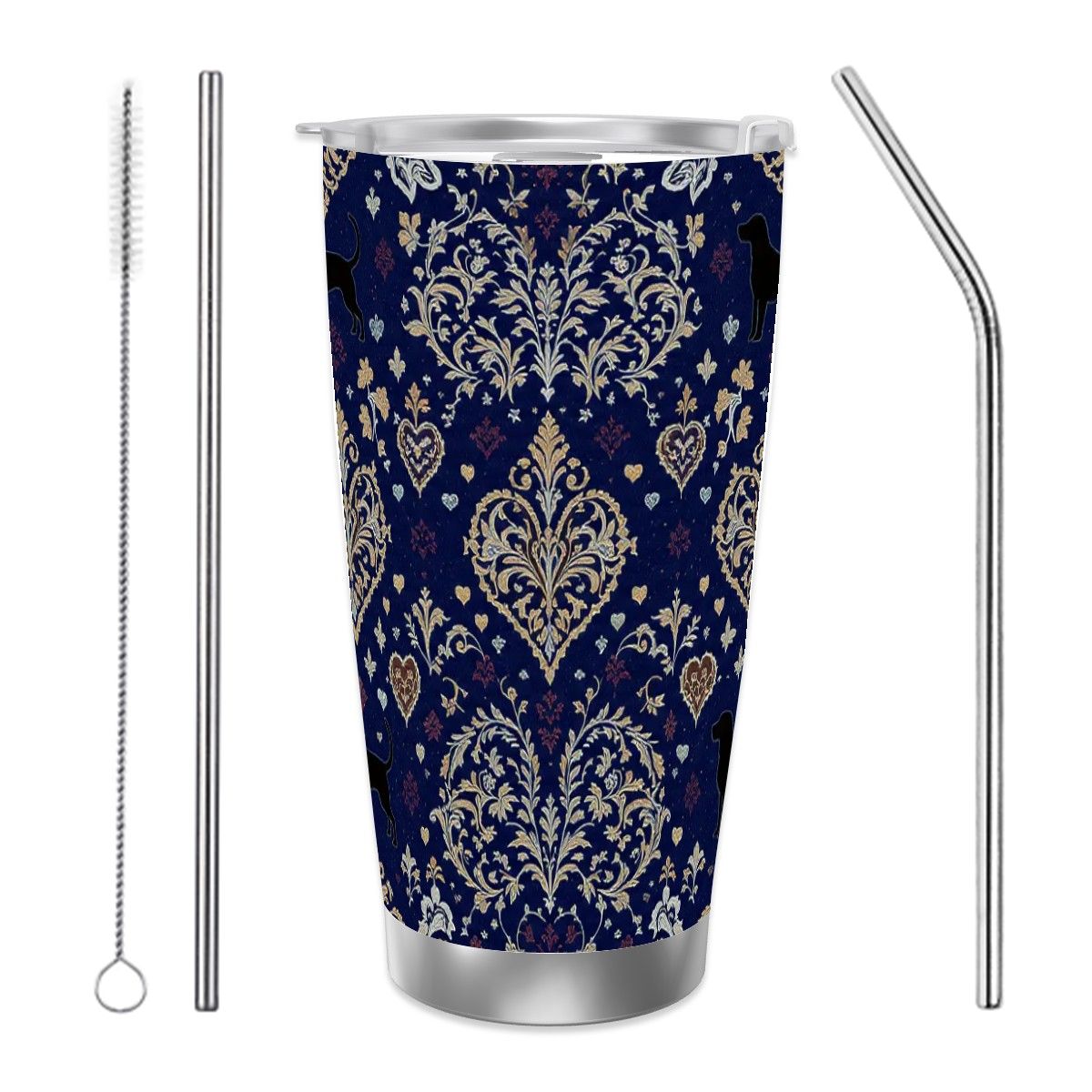 Dogs Love Travel Coffee Mug with Single Silver Edge (20oz) (Collection-2)