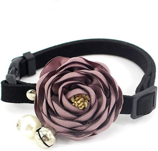 Stylish Peony Bow Tie Collar for Your Furry Friend - Handmade Suede with Bell & Pearl, Perfect for Chihuahuas & Yorkies! 🐾💜 #PetFashion #DogStyle #CatStyle