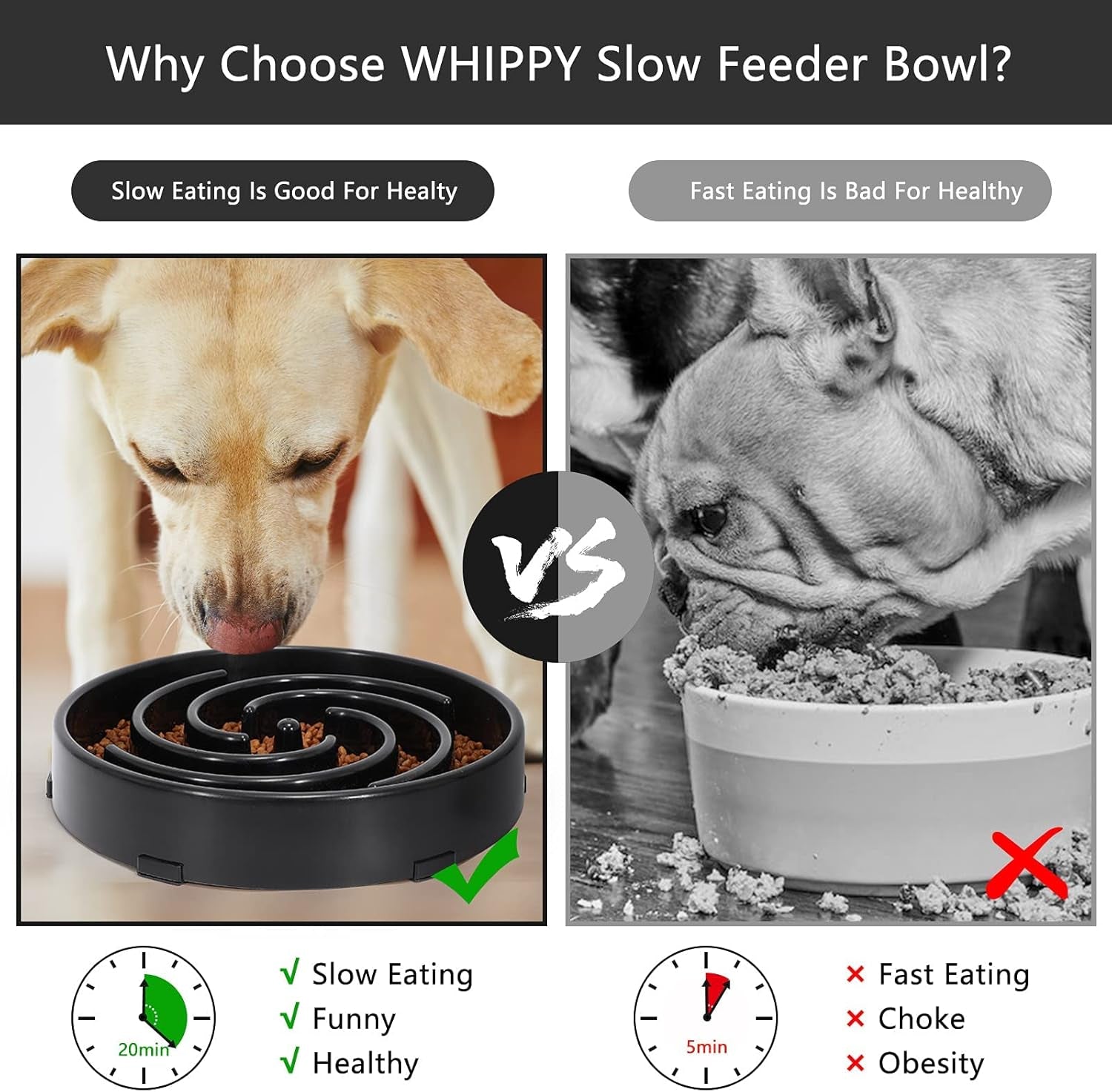 Interactive Slow Feeder Dog Bowl - Non-Slip Maze Puzzle for Large & Medium Dogs - Prevent Bloat & Choking - Healthy Feeding Solution in Black