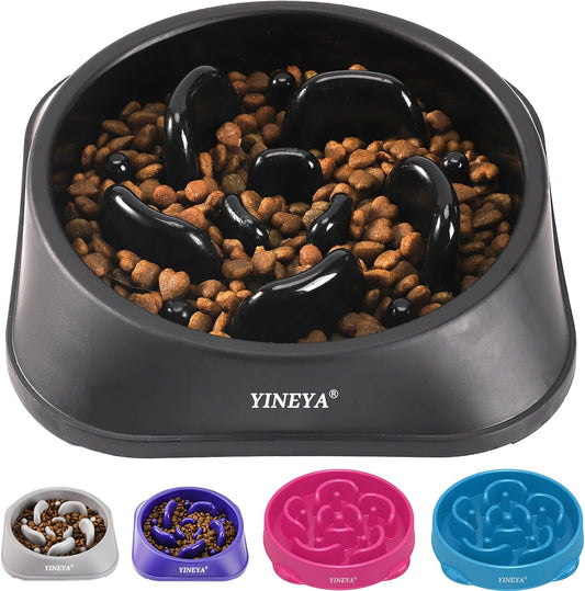 Interactive Slow Feeder Bowl for Dogs and Cats - 1 to 2 Cups Capacity (Black)