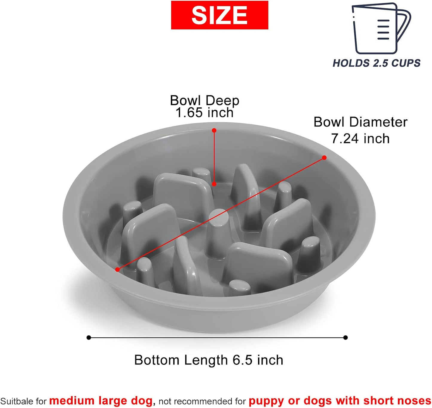 Interactive Dog Bowl Slow Feeder - BPA-Free Fun Maze Puzzle for Healthy Eating, Non-Slip Design, Fits Elevated Feeders, 600ml Capacity