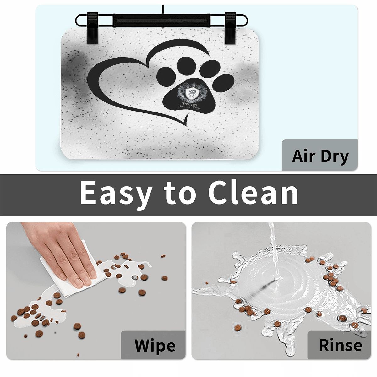 SPF Leather Waterproof Dog Food Mat - White