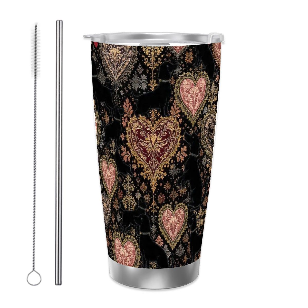 Dogs Love Travel Coffee Mug with Single Silver Edge (20oz) (Collection-2)